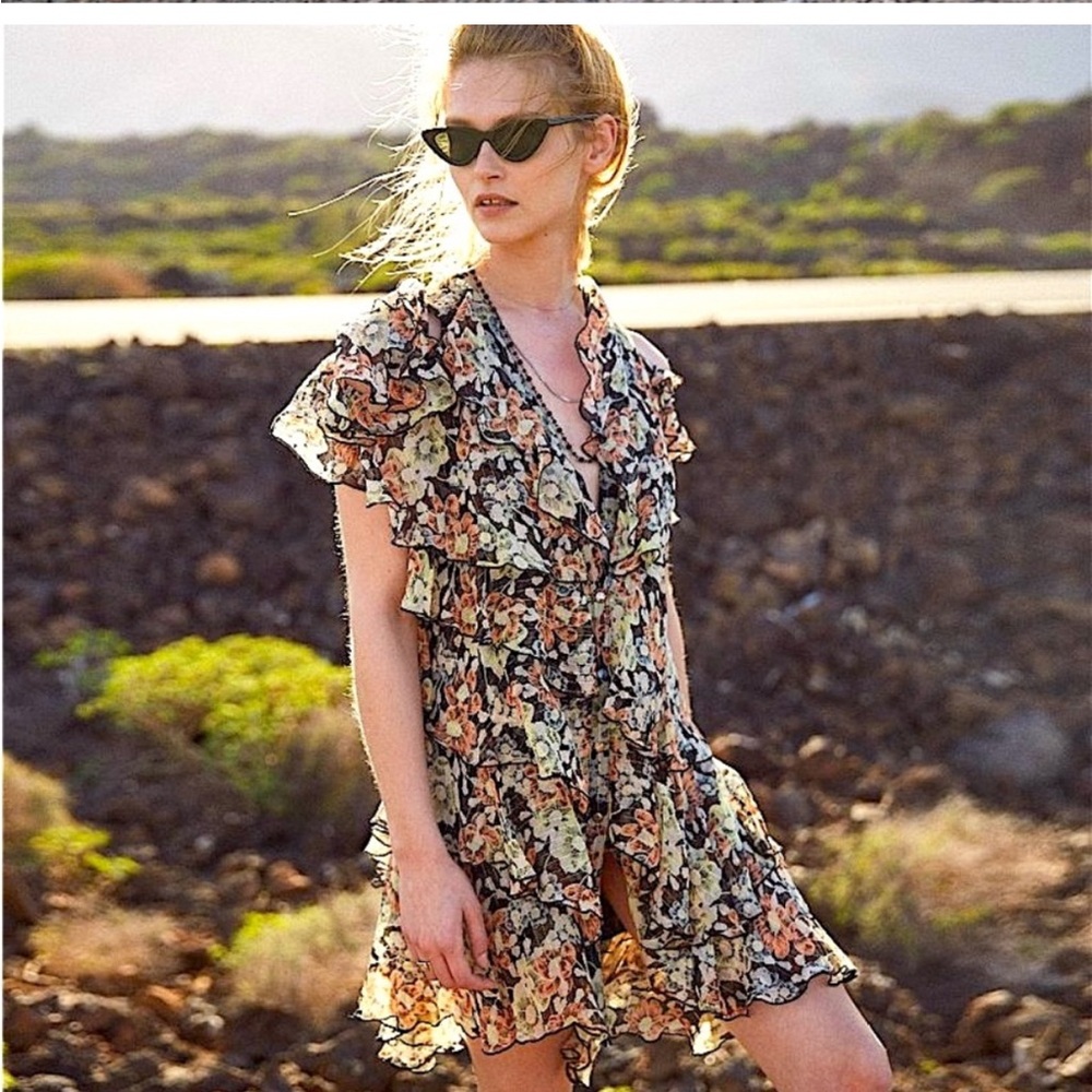 The Kooples Multicolor Cold-Shoulder Floral Dress